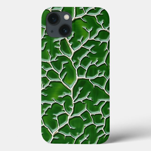 Dark Green iPhone Case Vein Texture Design (Back)