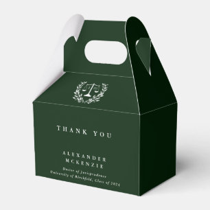 Dark Green JD Law Scales+Laurel Graduation Favor Box