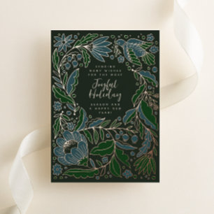 Dark Green Joyful Holiday Folk Illustration