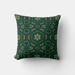 Dark Green Kaleidoscopic pattern Throw Pillow