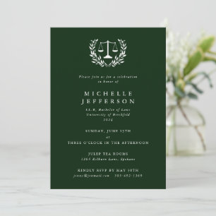 Dark Green Law Qualifications Laurel Wreath Invitation