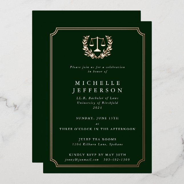 Dark Green Law School Graduation Party (Front/Back)