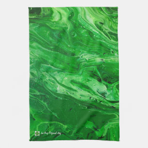Dark Green Light Green Abstract Kitchen Towel