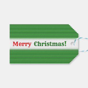 Dark Green & Light Green Stripes/Lines Pattern Gift Tags