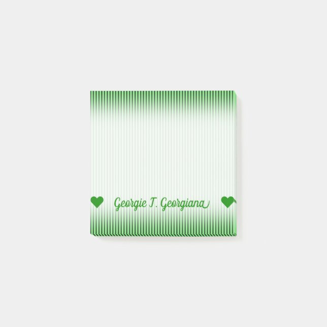 Dark Green & Light Green Stripes/Lines Pattern Post-it Notes (Front)