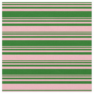 Dark Green & Light Pink Coloured Lined Pattern Fabric