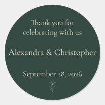 Dark Green Lily Personalized Wedding Thank You Cl