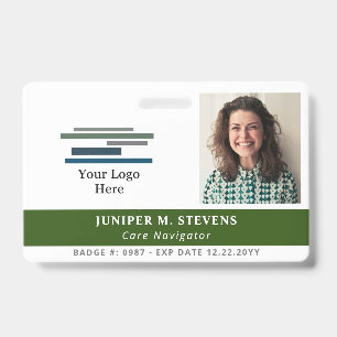 Dark Green Logo & Photo Employee ID Badge