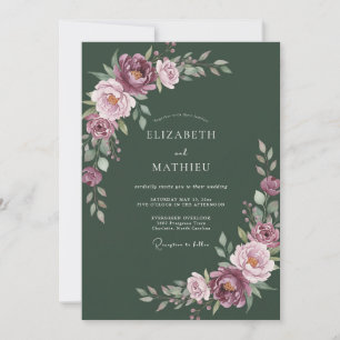 Dark Green Luscious Autumnal Wedding Invitation