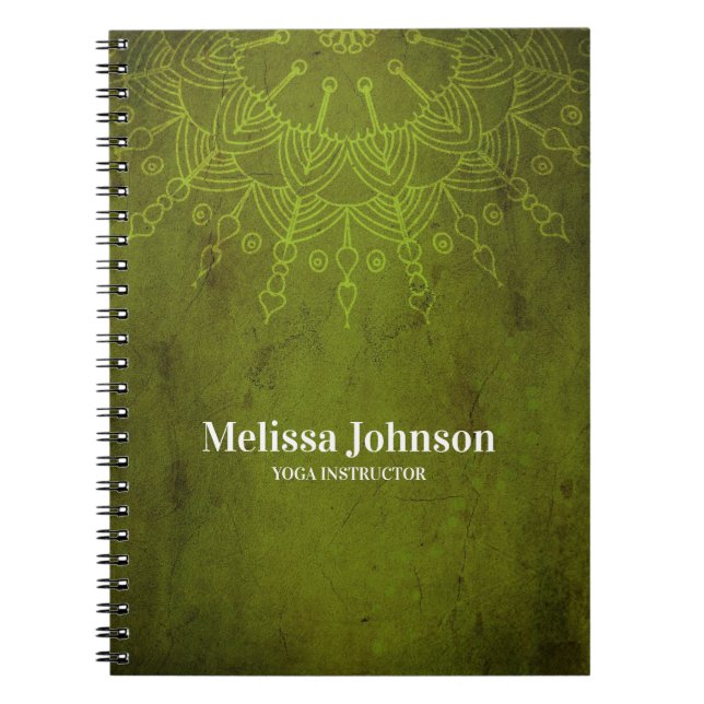 Dark Green Mandala Yoga Meditation Custom Notebook (Front)