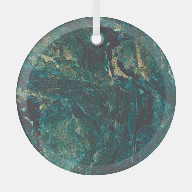 Dark green marble: luxurious texture. glass ornament (Front)