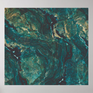 Dark green marble: luxurious texture. poster
