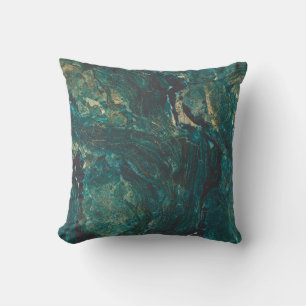 Dark green marble: luxurious texture. throw pillow