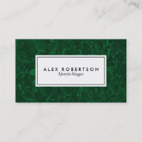 Dark green marble malachite business card