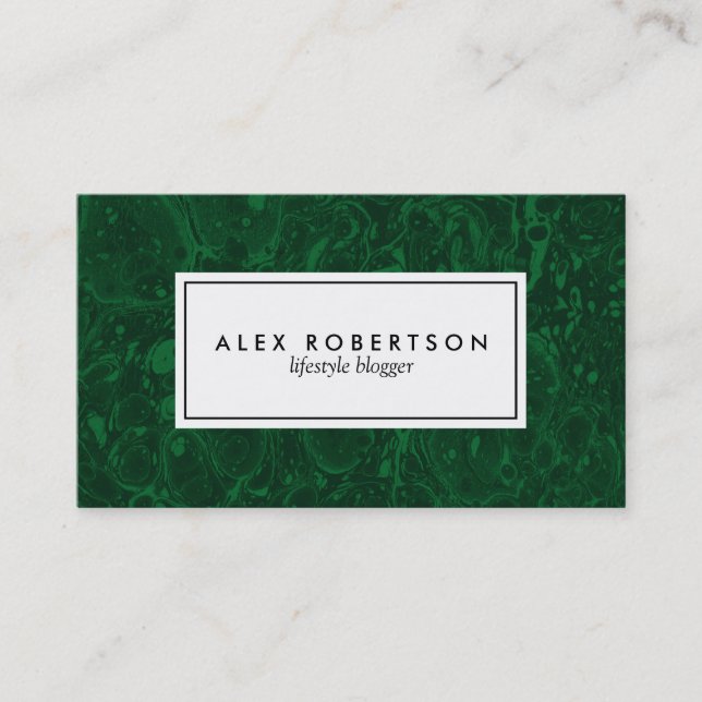 Dark green marble malachite business card (Front)