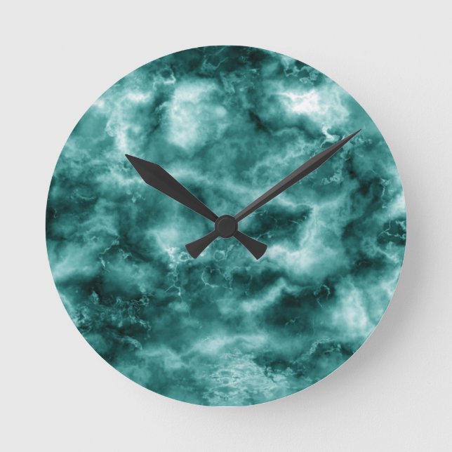 Dark Green Marble Texture Round Clock (Front)