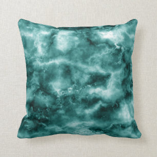 Dark Green Marble Texture Throw Pillow