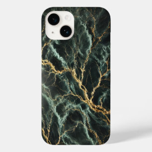 Dark Green Marble with Gold Veins Case-Mate iPhone 14 Case