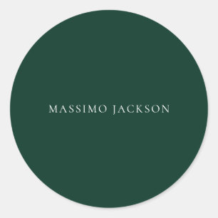 Dark Green Minimalist Plain Modern Aesthetic Look Classic Round Sticker