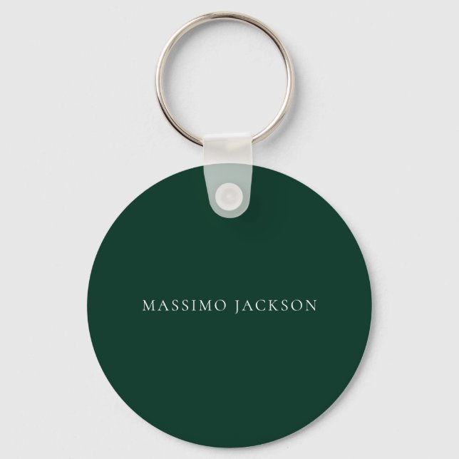 Dark Green Minimalist Plain Modern Aesthetic Look Keychain (Front)