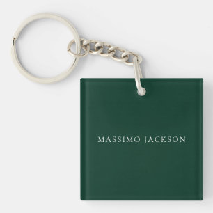 Dark Green Minimalist Plain Modern Aesthetic Look Keychain