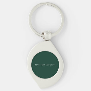 Dark Green Minimalist Plain Modern Aesthetic Look Keychain