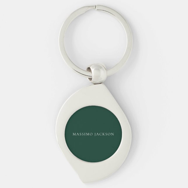 Dark Green Minimalist Plain Modern Aesthetic Look Keychain (Front)
