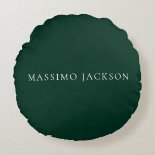 Dark Green Minimalist Plain Modern Aesthetic Look Round Pillow