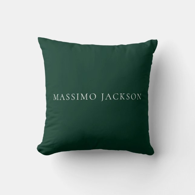 Dark Green Minimalist Plain Modern Aesthetic Look Throw Pillow (Front)