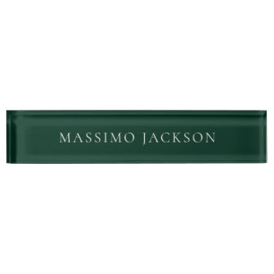 Dark Green Minimalist Plain Modern  Nameplate