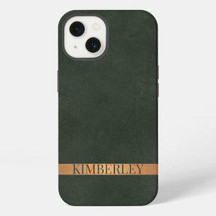 Dark green modern elegant name personalized iPhone 13 case