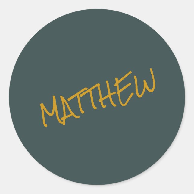 Dark green modern gold lettering script classic round sticker (Front)