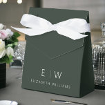 Dark Green Modern Minimalist Monogram Name Favor Box<br><div class="desc">Elevate your event's favours with our Classic Elegant Modern Minimalist Monogram Favour Box. Meticulously designed, these favour boxes seamlessly blend timeless sophistication with contemporary minimalism, making them a stylish and memorable addition to your celebration. Crafted with precision and attention to detail, these favour boxes are more than just containers; they...</div>