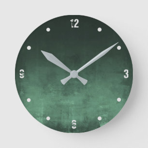 Dark Green Modern Rustic omber Abstract Round Clock