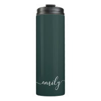 Dark Green Modern Script Monogram Name