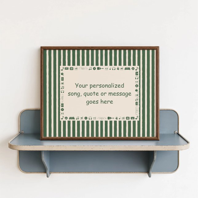 Dark Green Music Note Poster - Custom Gift (Dark Green Music Note Poster - close-up view (frame/decor not included)
)