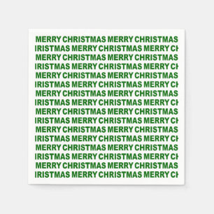 Dark Green on White Christmas Typography Napkin