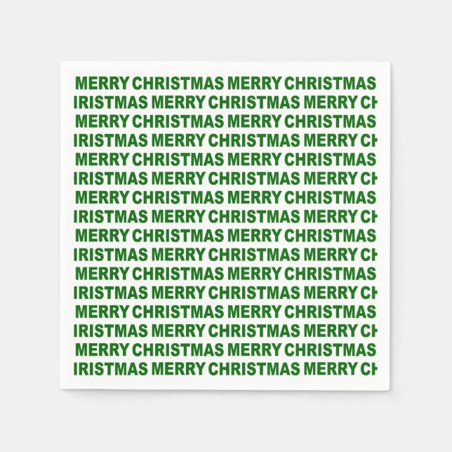 Dark Green on White Christmas Typography Napkin (Front)