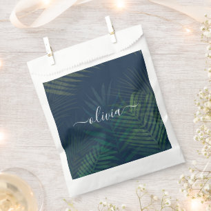 Dark Green Palms Leaves Pattern Favour Bag   Tropi