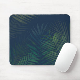 Dark green palms leaves pattern mouse pad
