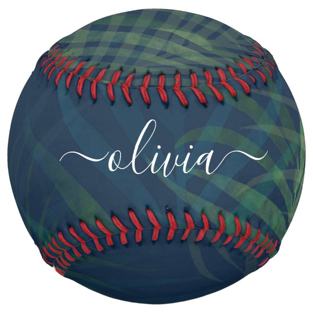 Dark green palms leaves pattern softball (Front)