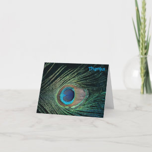 Dark Green Peacock Wedding Thank You Cards