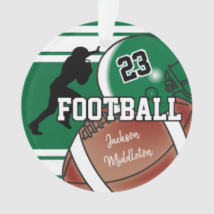 Dark Green Personalize Football Ornament