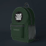 Dark Green | Personalized Corporate Logo and Text Printed Backpack<br><div class="desc">Organic Ecofriendly Dark Green colour | Personalized Corporate Logo and Text Modern Business Printed Backpack</div>