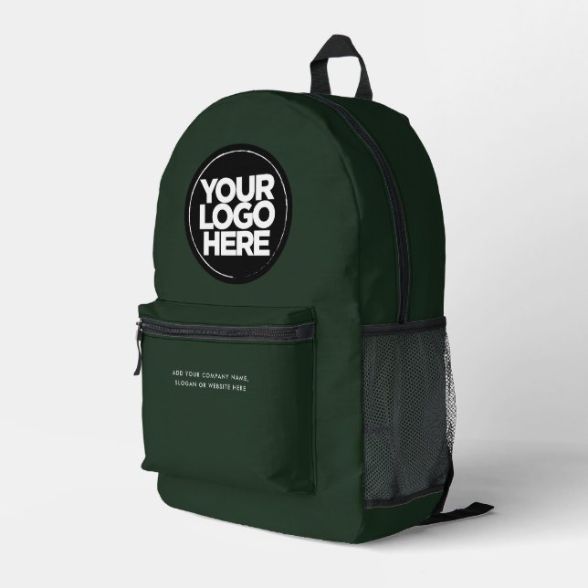 Dark Green | Personalized Corporate Logo and Text Printed Backpack (Back Corner Right)