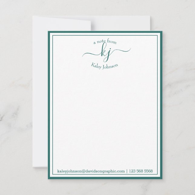 Dark Green Personalized From The Desk Of Note Card (Front)