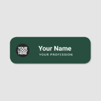 Dark Green Pin Name Tag or Magnetic with Logo