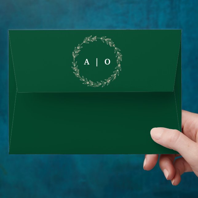 Dark Green Pine Tree Forest Rustic wedding Envelope (Hand)