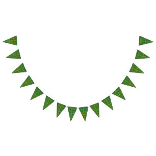 Dark Green Plaid  Bunting Flags