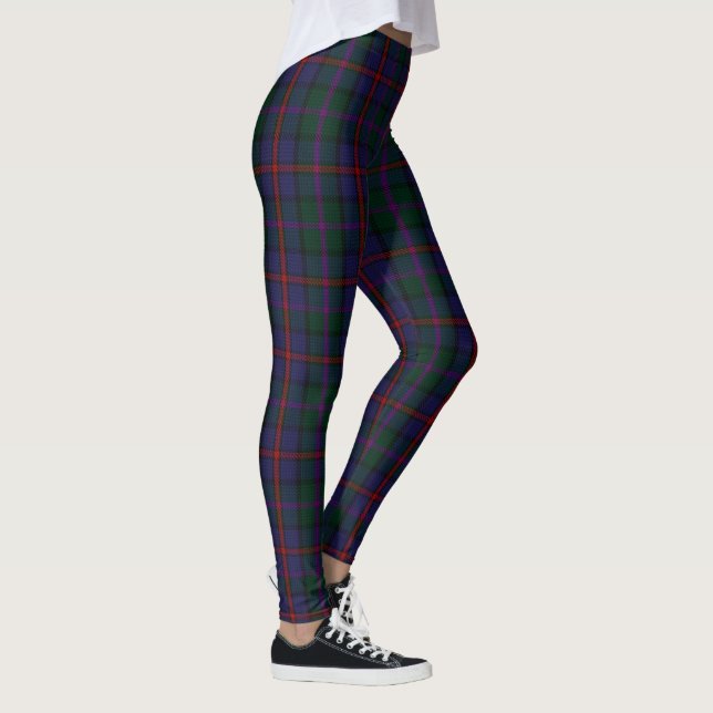 Dark Green Plaid Scottish Tartan Women's Leggings (Right)